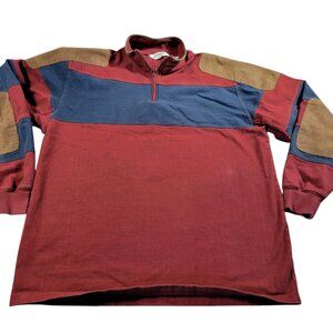 Orvis Sweatshirt Mens Large 1/4 Zip Long Sleeve Sweater Colorblock Patches